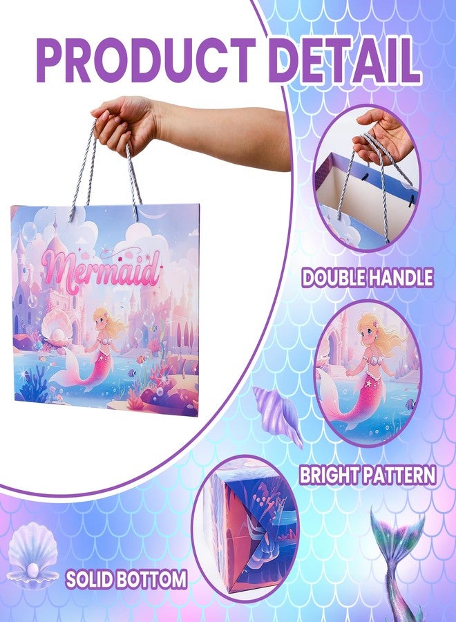 ZREVSB Large Mermaid Happy Birthday Gift Bag with Handle, Include Tissue Paper and Greeting Card, Mermaid Theme Party Gift Bag for Kids Girls Birthday - Image 5